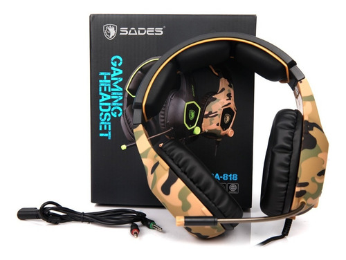 Imagen 5 de 5 de Auriculares Gamer Sades Sa818 Camuflados Micrófono Full