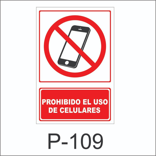 Cartel Señaletica  Prohibido Usar Celular  Comercios 