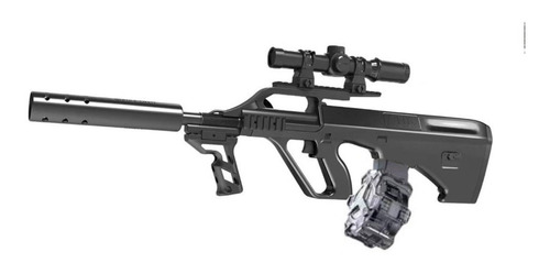 Rifle Automático De Hidrogel Aug + Mira Óptica + Accesorios