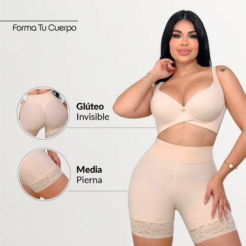Faja Short Media Pierna GlĂșteo Invisible | Realce Natural Beige 2xl