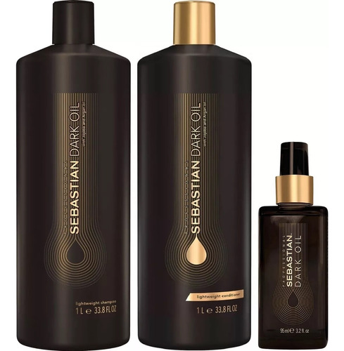 Shampoo 1lt + Acondicionador+ Serum Sebastian Dark Oil  