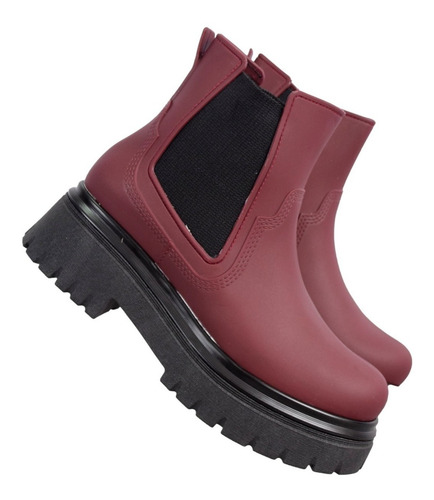 Bota De Lluvia Mujer/ Elásticos/ Caña Corta/ Taco Campus G07