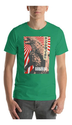 Polera Unisex Godzilla Monstruo Lineas Algodon Estampado