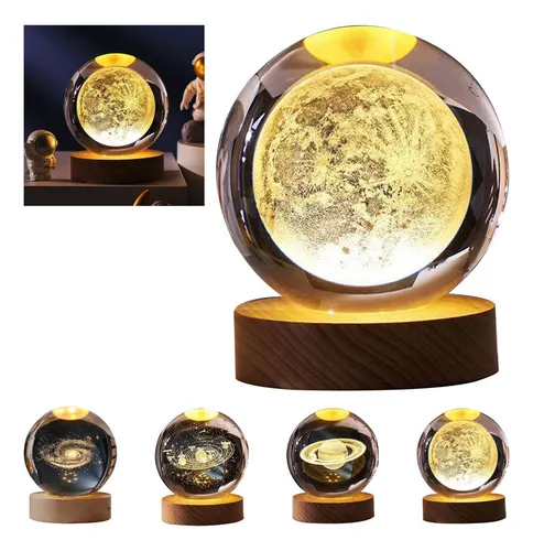 comprar Lampara De Noche Led 3d Galaxia Bola Cristal Luz Nocturna Estructura Luna