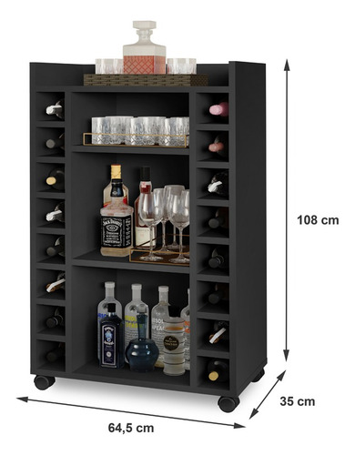 Buffet Adega Bar Barzinho Moderno Com Prateleiras