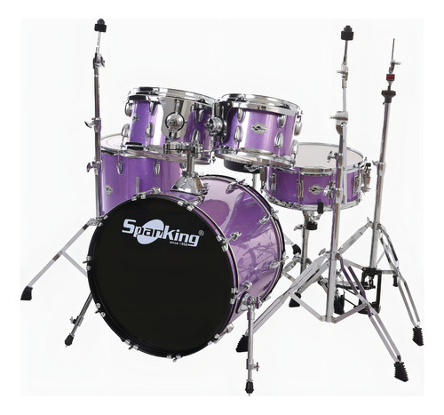 Bateria Spanking Profissional Drum Purple Sparkle - Bumbo 22 Cor Lilás