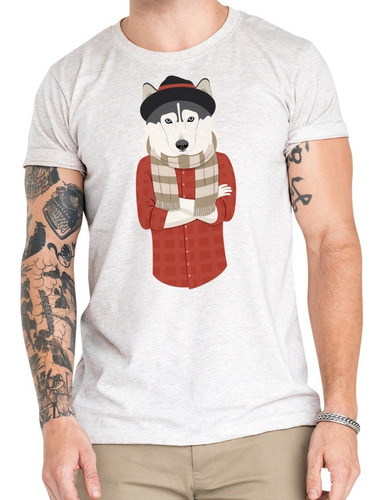 Polera Dog Lover Hipster Husky Perro Algodón Orgánico An13