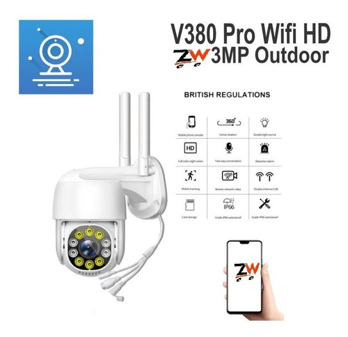 Camara Wifi V380 Pro Wifi Hd 3mp Outdoor Monitor App Celular