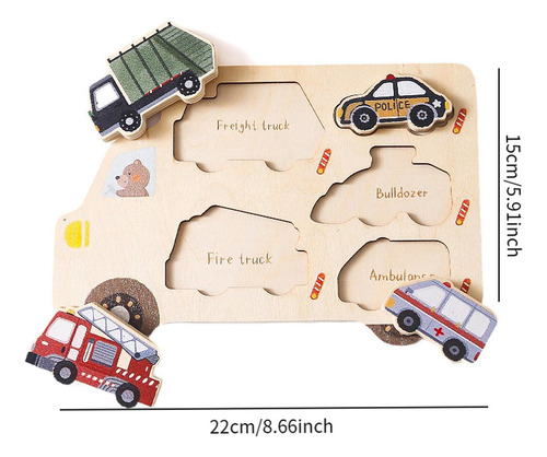 Rompecabezas De Madera Montessori Para Niños, Coches