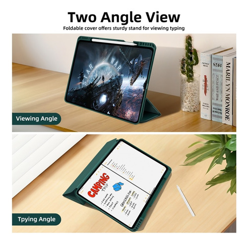 Capa Dobrável Tripla E Compartimento Para Caneta Para iPad