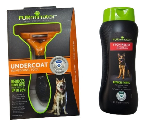 Furminator Perro Mediano Pelo Largo + Shampoo Furminator