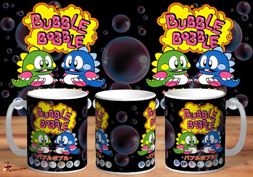 Taza De Ceramica Bubble Bobble Arcade Game Retro 4k Art