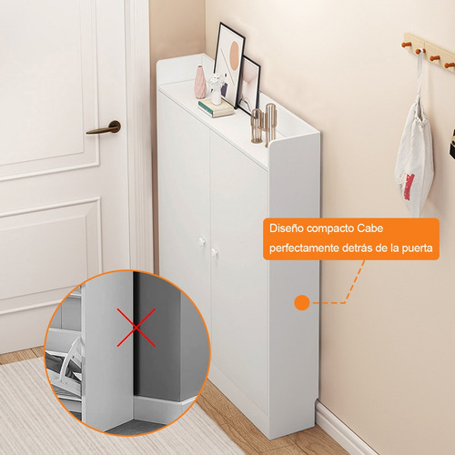 Madera Zapatera Moderna Blanca Entrada Inclinada 82cm Blanco