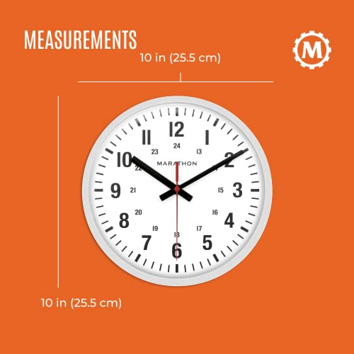 Reloj Analógico De 10 Pulgadas, Blanco, Segundero Cont...