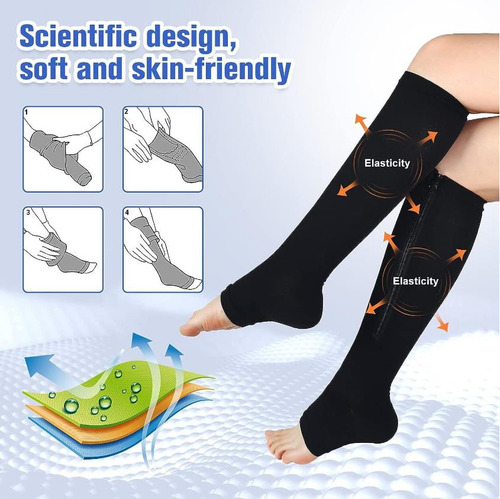 3 Pares Calcetas Compresión Medias Calcetines Cierre Zip Sox