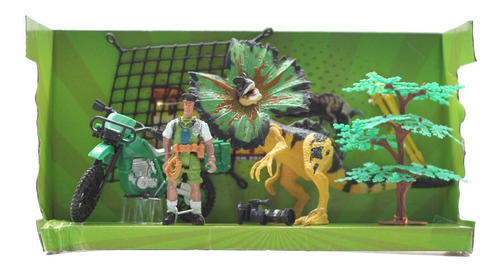 Set Dinosaurio Cuatrimoto  Selva 3 Personajes Jungla B124-35