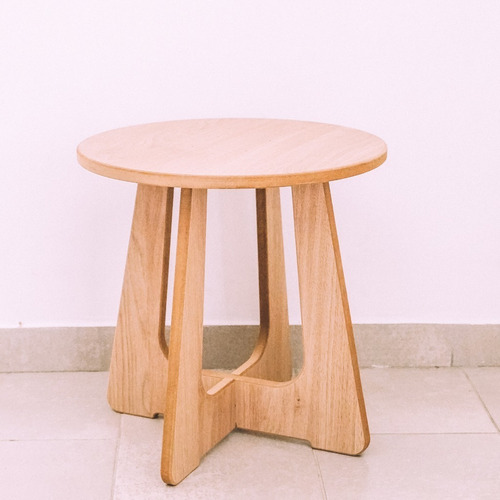 Imagen 2 de 3 de Mesa Ratona Redonda 45x45x45 Mdf Enchapado / Envío Gratis