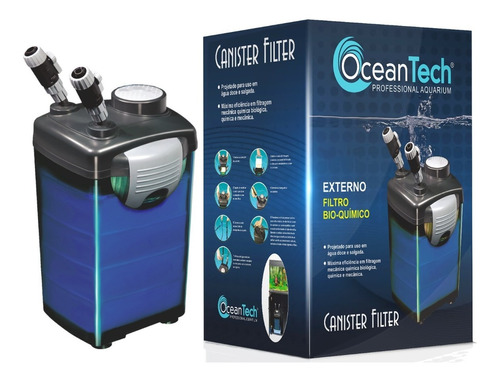 Filtro Canister 800l/h Ocean Tech Cf 800 Para Aquário 160 L