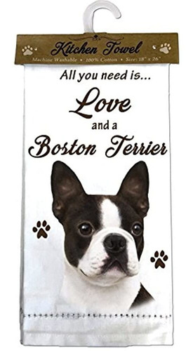 E Y S Pets 70076 Boston Terrier Toallas De Cocina Offwhite