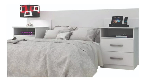 Respaldo Sommier Cama Con 2 Mesa De Luz Dormitorio Cabecera