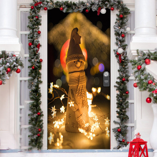 Cubierta de puerta navideña en D, decoración, tapa de puerta