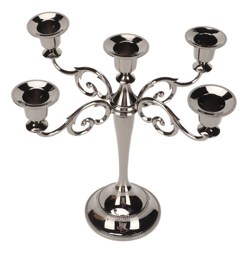 Candelabro Negro De Metal Con 5 Brazos, Elegante, Resistente