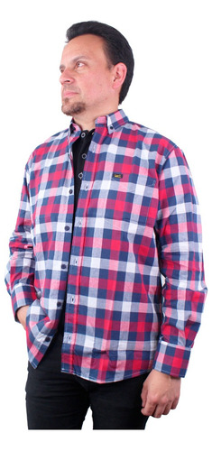 Camisa Cuadros Moda Hombre Lec Lee Vino Tinto