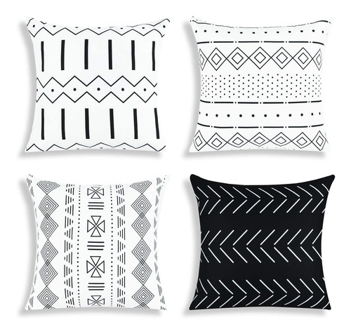 Fundas De Almohada De Tiro Negro Boho Casos Decorativos...