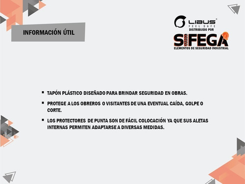 Imagen 3 de 4 de Protector Para Punta De Hierro Y Otros Obra Construcción