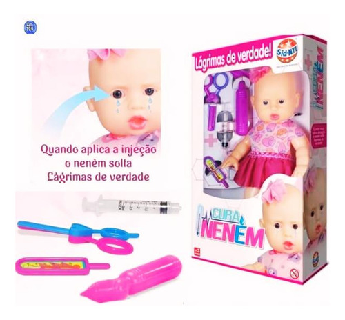 Boneca Que Chora Cura Neném Brinquedo 38cm Com Acessórios