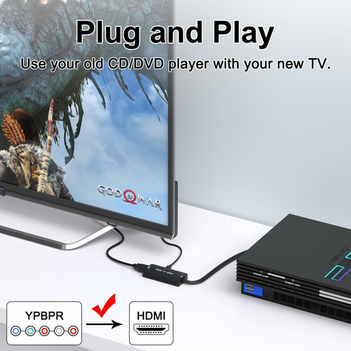 Dingsun Componente A Hdmi Convertidor, Ypbpr/rgb+r/l A...