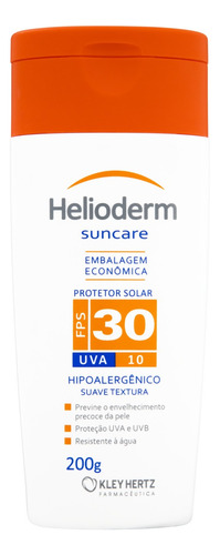 Protetor Solar FPS 30 Helioderm Suncare Frasco 200g Embalagem Econômica