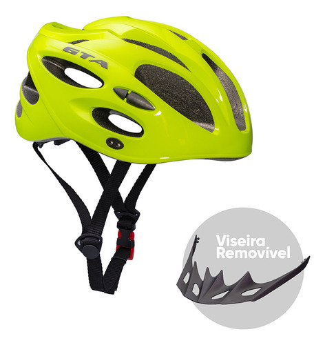 Capacete Gta Start Inmold Ciclismo C/ Sinalizador Led Bike Cor Amarelo Tamanho M - 54-58