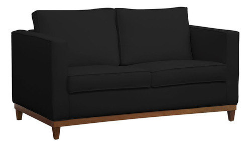 Sofá Living 145cm 2 Assentos 2 Lugares Suede Aspen Preto Desenho do tecido Liso