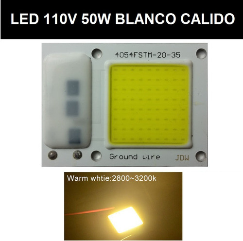 Imagen 2 de 2 de Led 50w 110v Blanco Calido Chip Repuesto Smd Alta Potencia