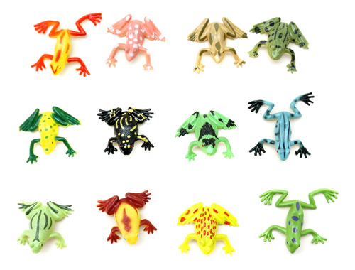 Animales Mini Rana Sapo X12 Sapitos Goma Coloridos Realista