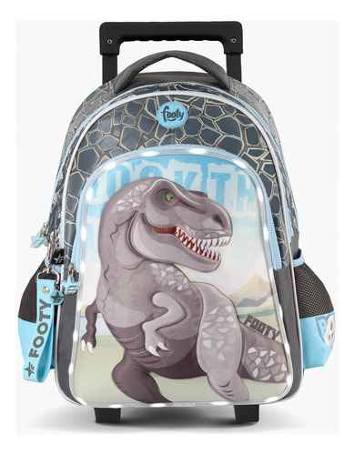 Mochila Footy Con Carro 18 Pg T-rex Dinosaurio Luz Escolar