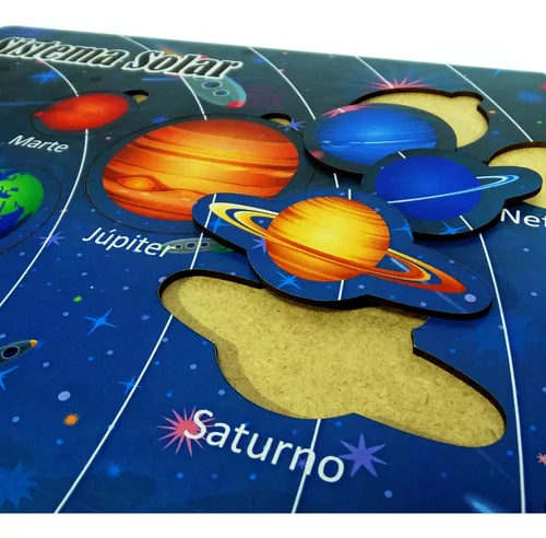 Brinquedo Educativo Tabuleiro Encaixe Sistema Solar Mdf - Mega