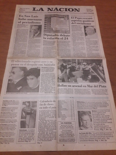 Tapa Diario La Nación 03 11 1993 Maradona Saa Mar Del Plata 