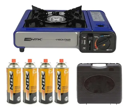 Fogareiro Gás Nautika Frontier Flex Azul com 4 Cargas Portátil Camping NAUTIKA p