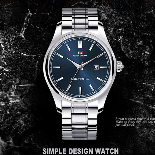 Relojes Impermeables Con Calendario De Cuarzo Va Va Voom Color De La Correa Stainless Steel Silver Black