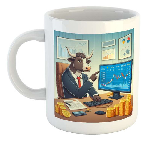 Taza Ceramica Toro Bitcoin Trading Bullmarket Cripto M3