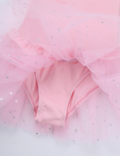 Imagem 3 de 6 de Vestido Bailarina Infantil Balé Manga Curta Saia Tutu Brilho