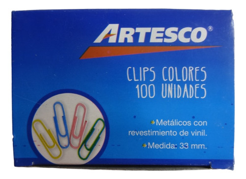 Clips Colores Artesco ( 100 Unidades ) X 02 Cajas 