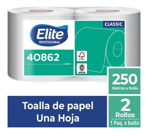 2 X Pack Toalla Elite, Económica, 250mt X2 Rollos (4 Rollos)