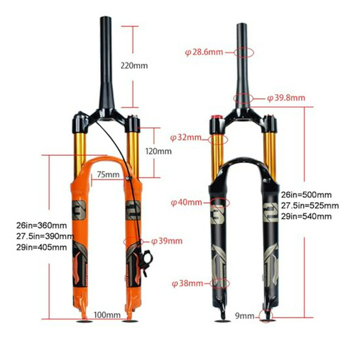 Horquilla Suspensión Bicicletas Xc 26-29 120mm Viaje Bloque