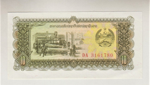 Billete Laos 10 Kip 1979 Pk27 Unc Nuevo (c85)