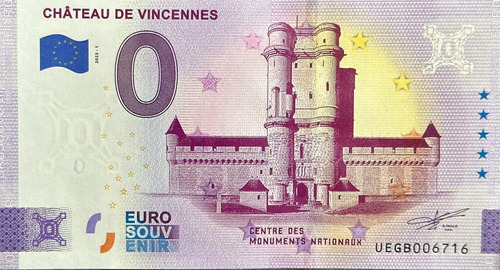 #123 Billete 0 Euro Castillo De Vincennes Francia
