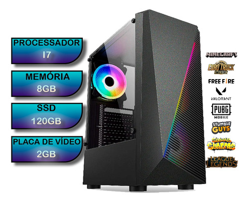 Cpu Gamer Intel I7 8gb Ssd 120gb Com Placa De Vídeo