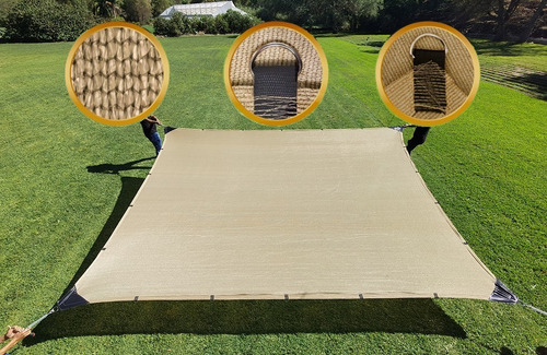 Imagen 3 de 8 de Malla Sombra 90% Raschel Beige De 5mx2m Reforzada